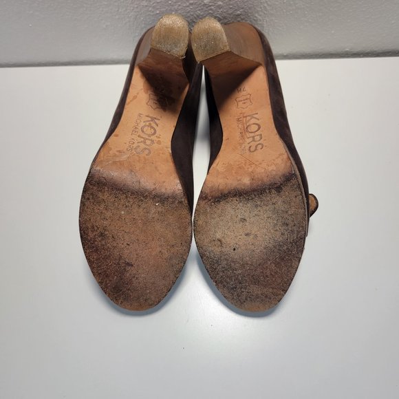 Kors by Michael Kors Brown Leather Peep Toe Pump Size 7 - Picture 5 of 8